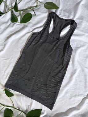 lululemon athletica Black & White Striped Racerback Tank